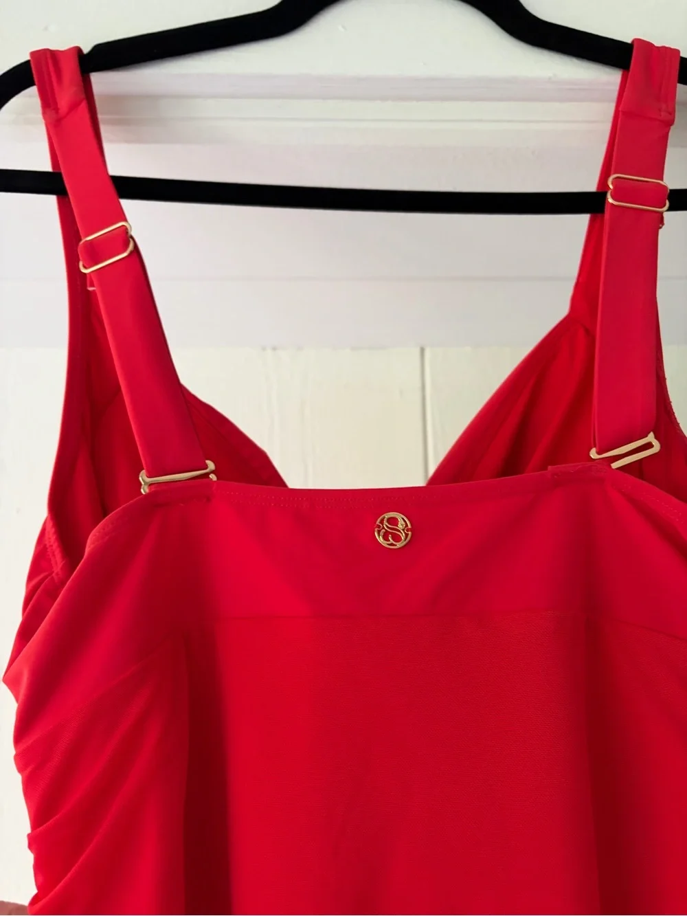 Red Twist-Front One-Piece Swimdress